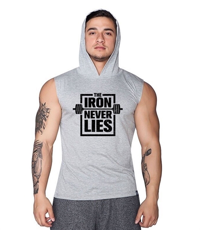 Supplementler Iron Never Lies Kapüşonlu Kolsuz T-Shirt Gri
