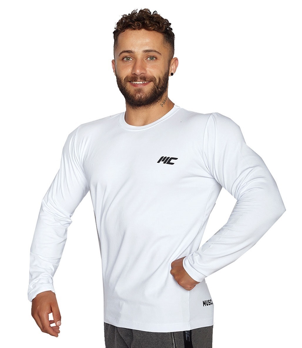 MuscleCloth Basic Uzun Kollu T-Shirt Beyaz