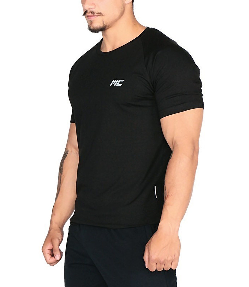MuscleCloth Elite Reglan T-Shirt Siyah