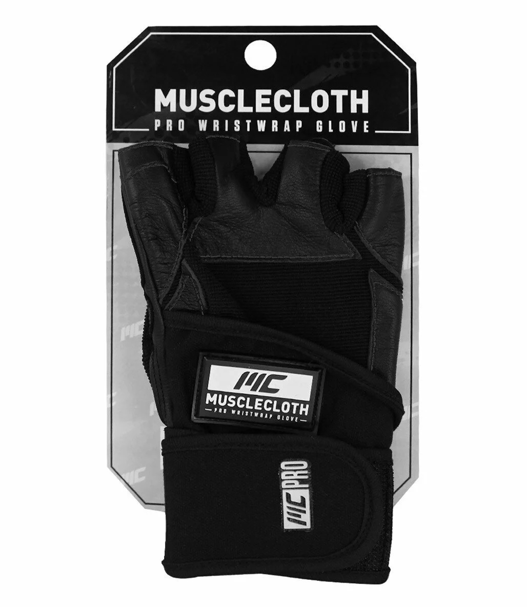 MuscleCloth Pro Fitness Ağırlık Eldiveni + Big Grip Pro Lifting Straps Siyah