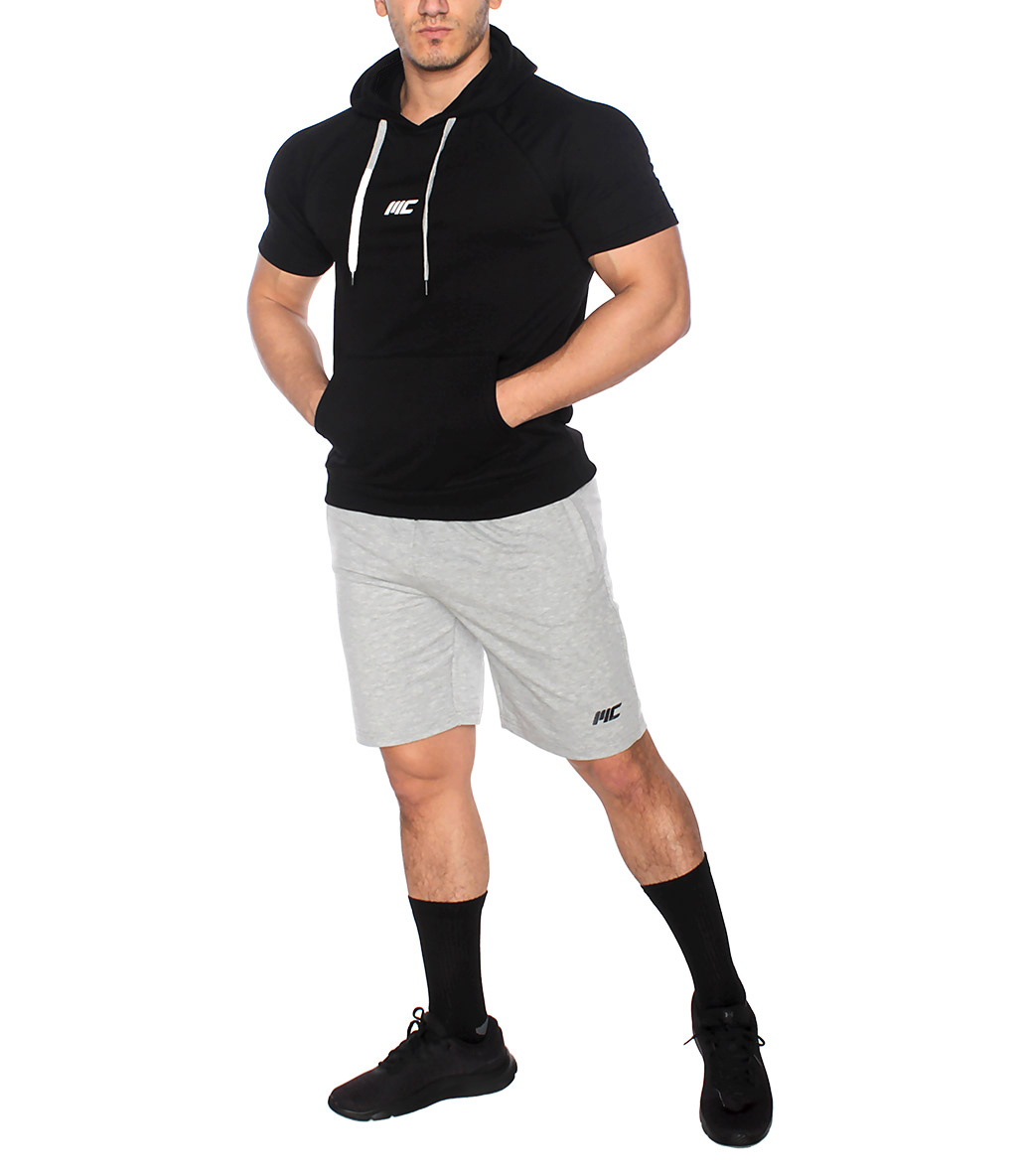 MuscleCloth Pro Kapüşonlu Kısa Kollu Sweatshirt Siyah