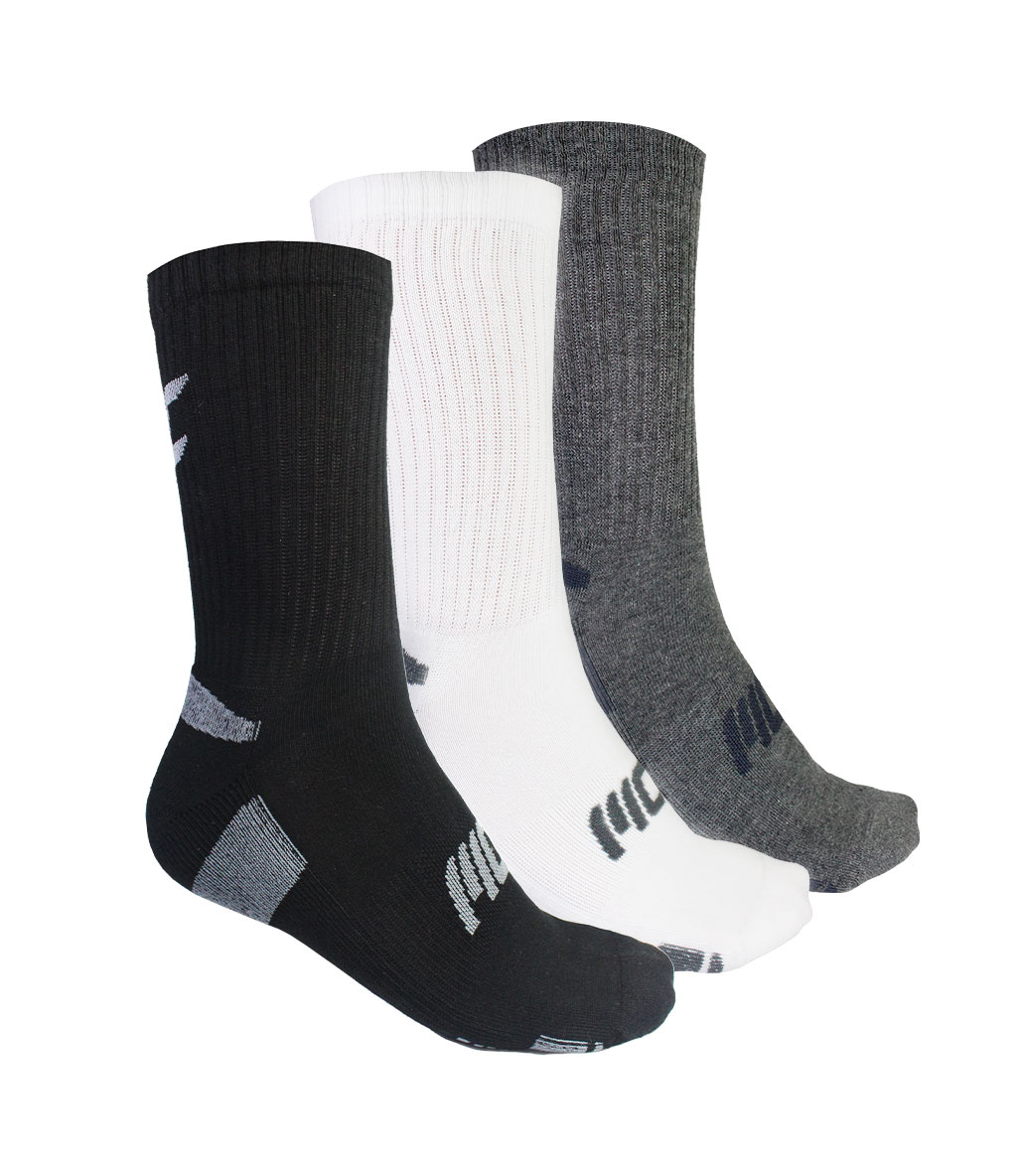 Musclecloth Stay Fresh Uzun Çorap 3'Lü Paket Gri Beyaz Siyah 