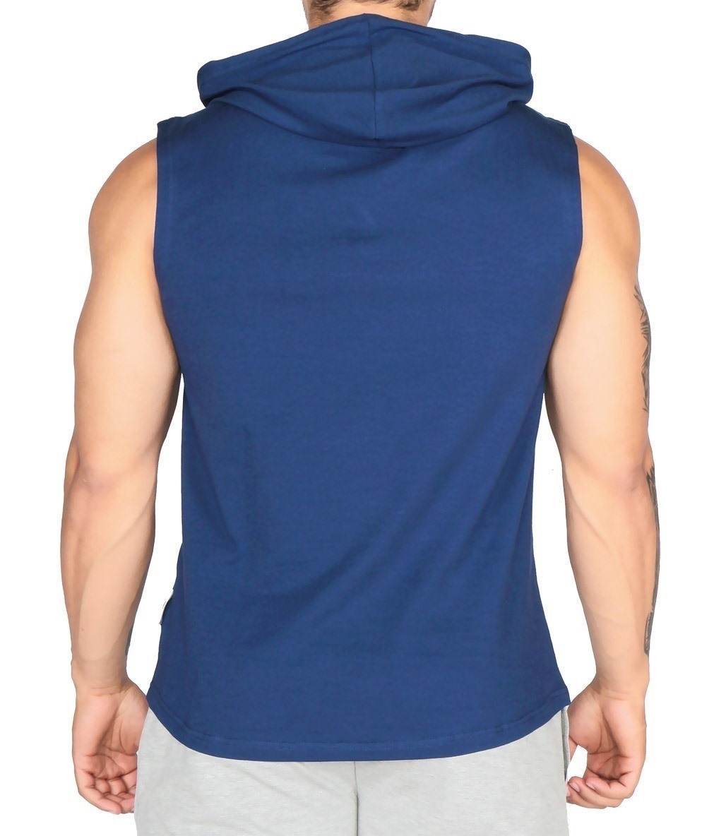 MuscleCloth Training Kapüşonlu Kolsuz T-Shirt İndigo Mavi
