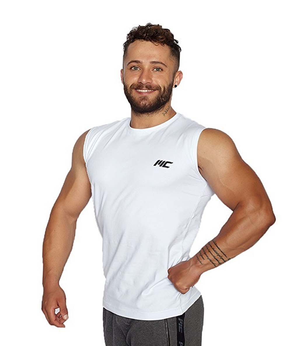 MuscleCloth Training Kolsuz T-Shirt Beyaz
