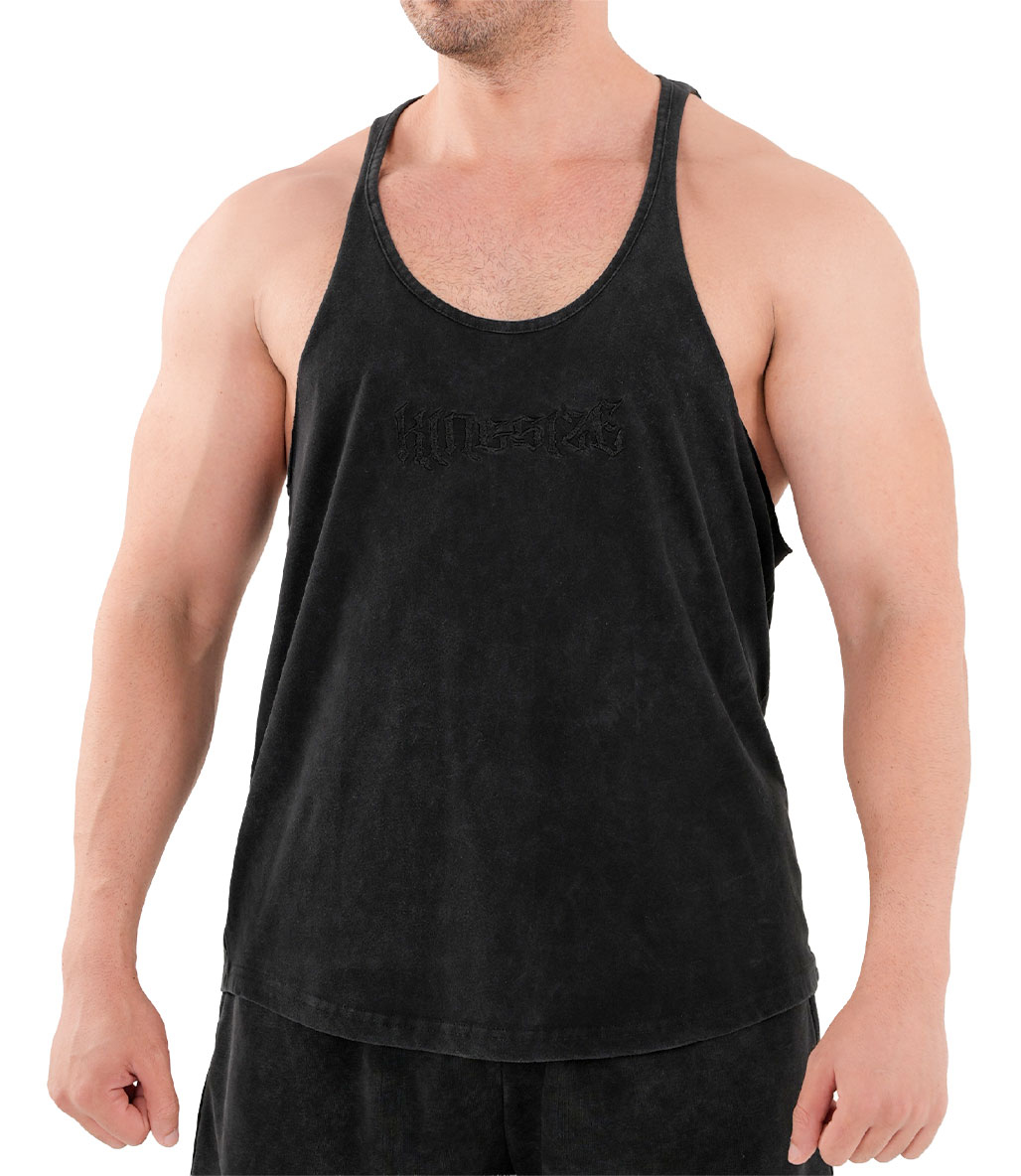 Kingsize Darksteel Antik Yıkamalı Atlet Siyah