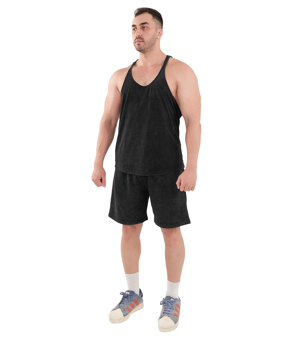 Kingsize Darksteel Antik Yıkamalı Atlet Siyah