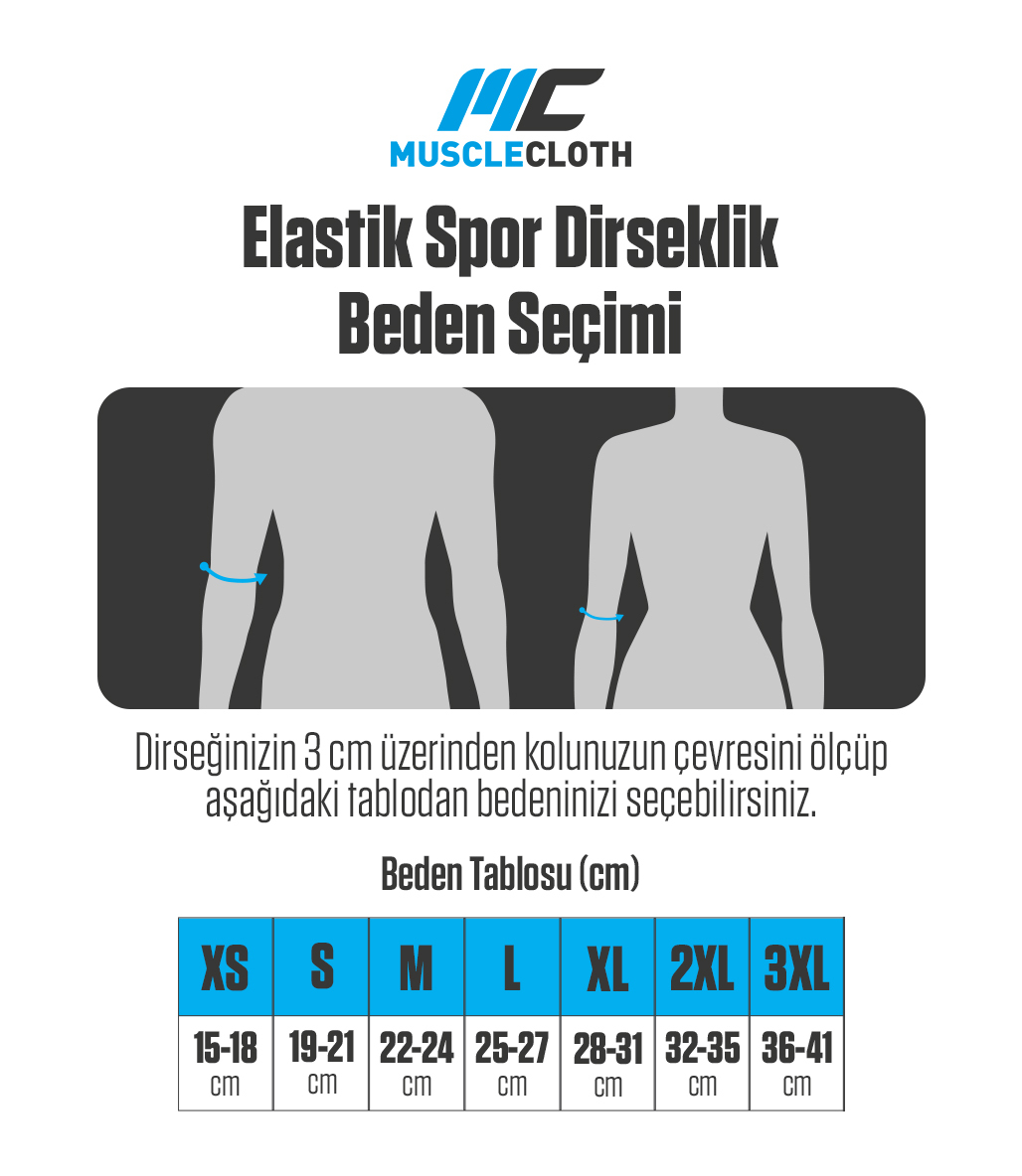 MuscleCloth Elastik Spor Dirseklik Tekli Paket Siyah