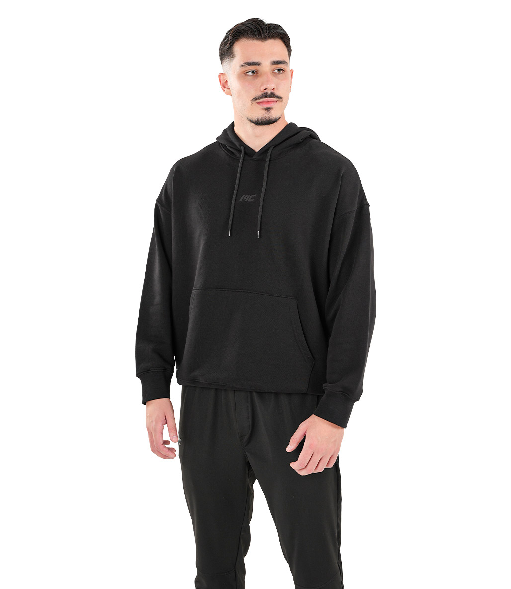 MuscleCloth Elite Oversize Kapüşonlu Sweatshirt Siyah