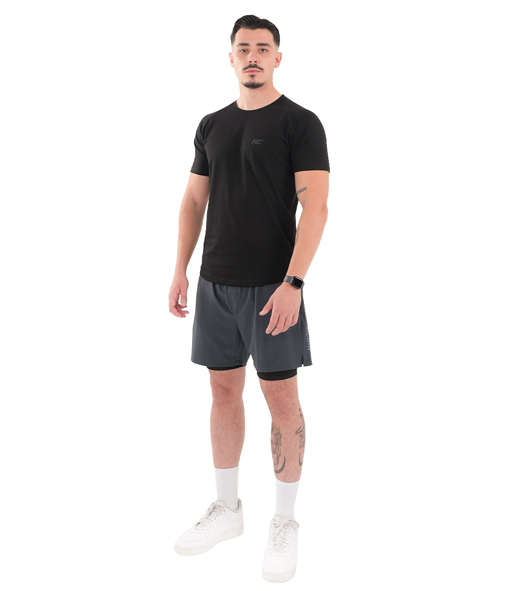 MuscleCloth Elite Reglan T-Shirt Siyah