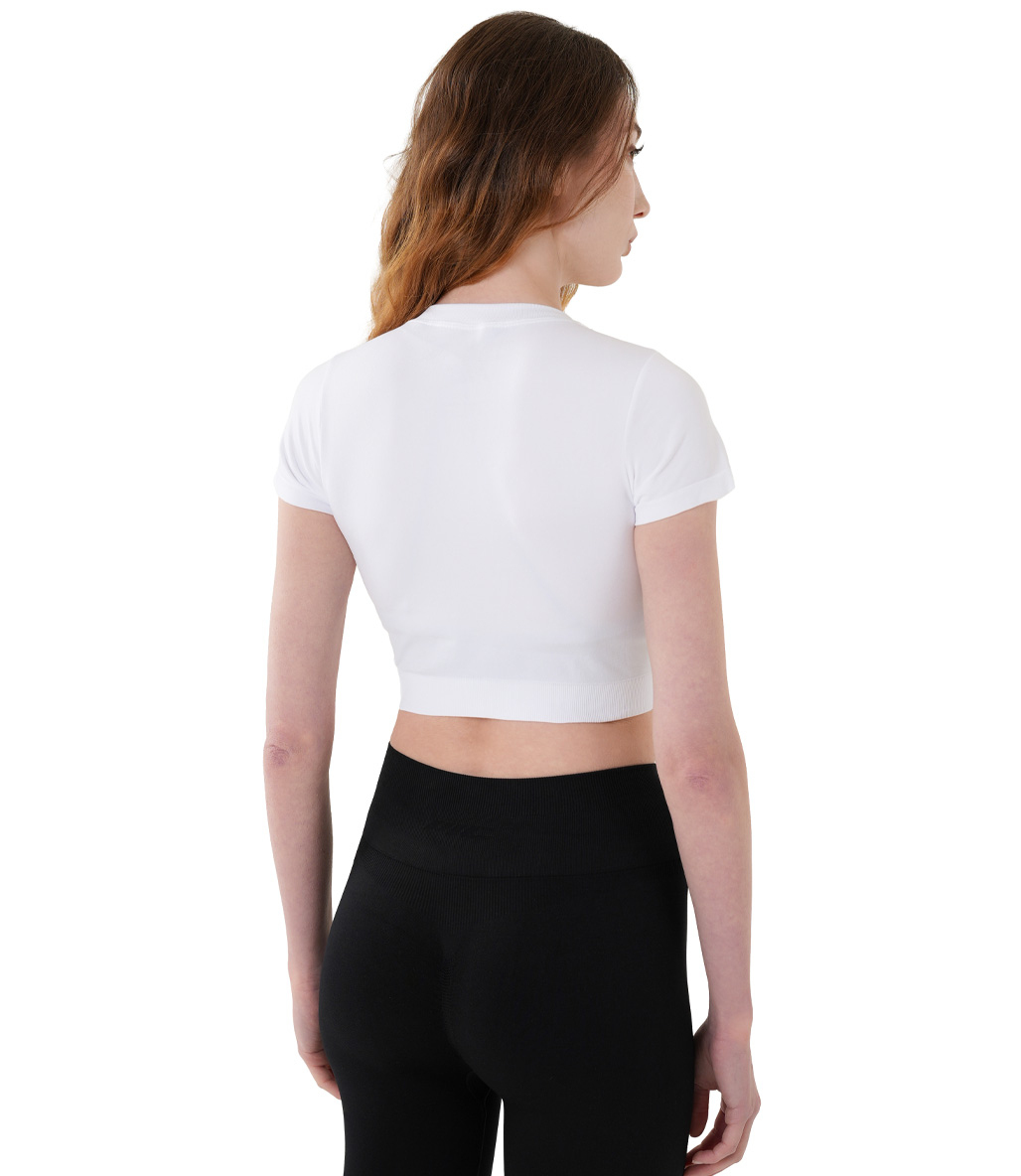 MuscleCloth Nova Seamless Crop T-Shirt Beyaz