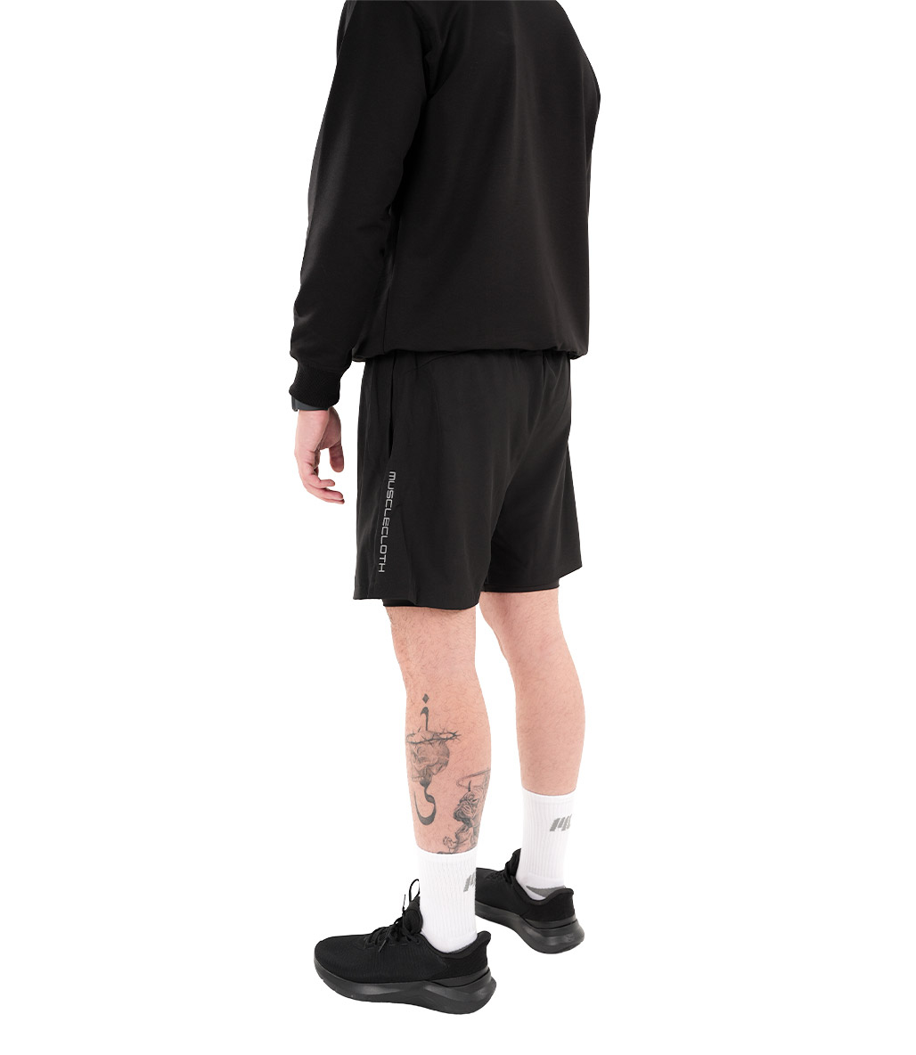 MuscleCloth Performance 2 In 1 Erkek Taytlı Şort Siyah