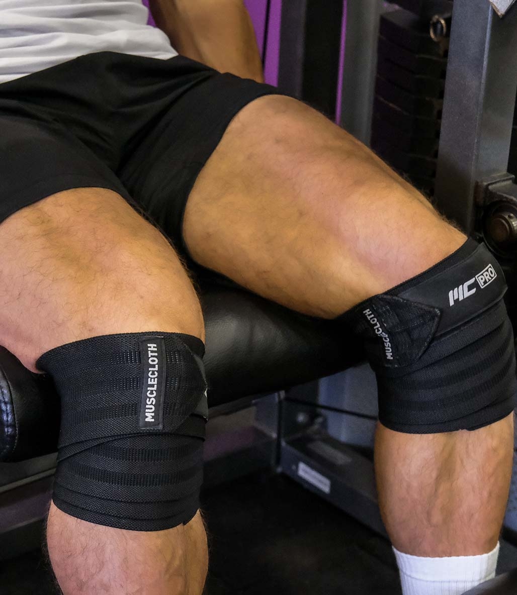 MuscleCloth Pro Knee Wraps Diz Bandajı 2'Li Paket - Cırt Bantlı Siyah