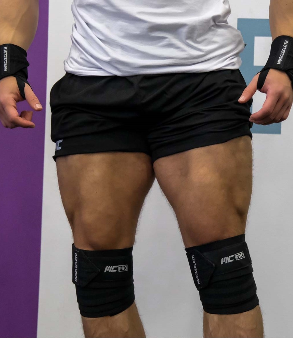 MuscleCloth Pro Knee Wraps Diz Bandajı 2'Li Paket - Cırt Bantlı Siyah
