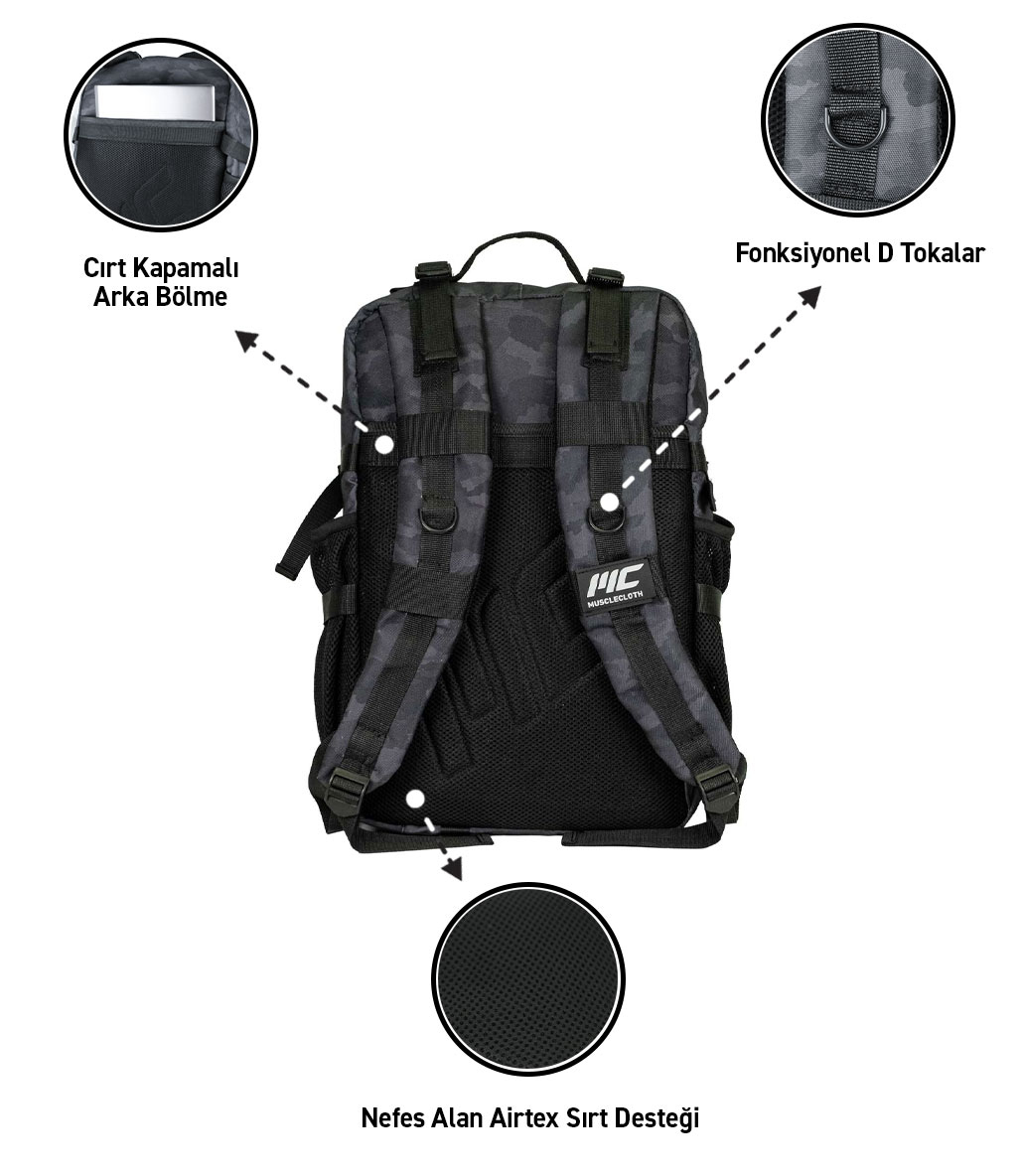 MuscleCloth Tactical Sırt Çantası Siyah Kamuflaj