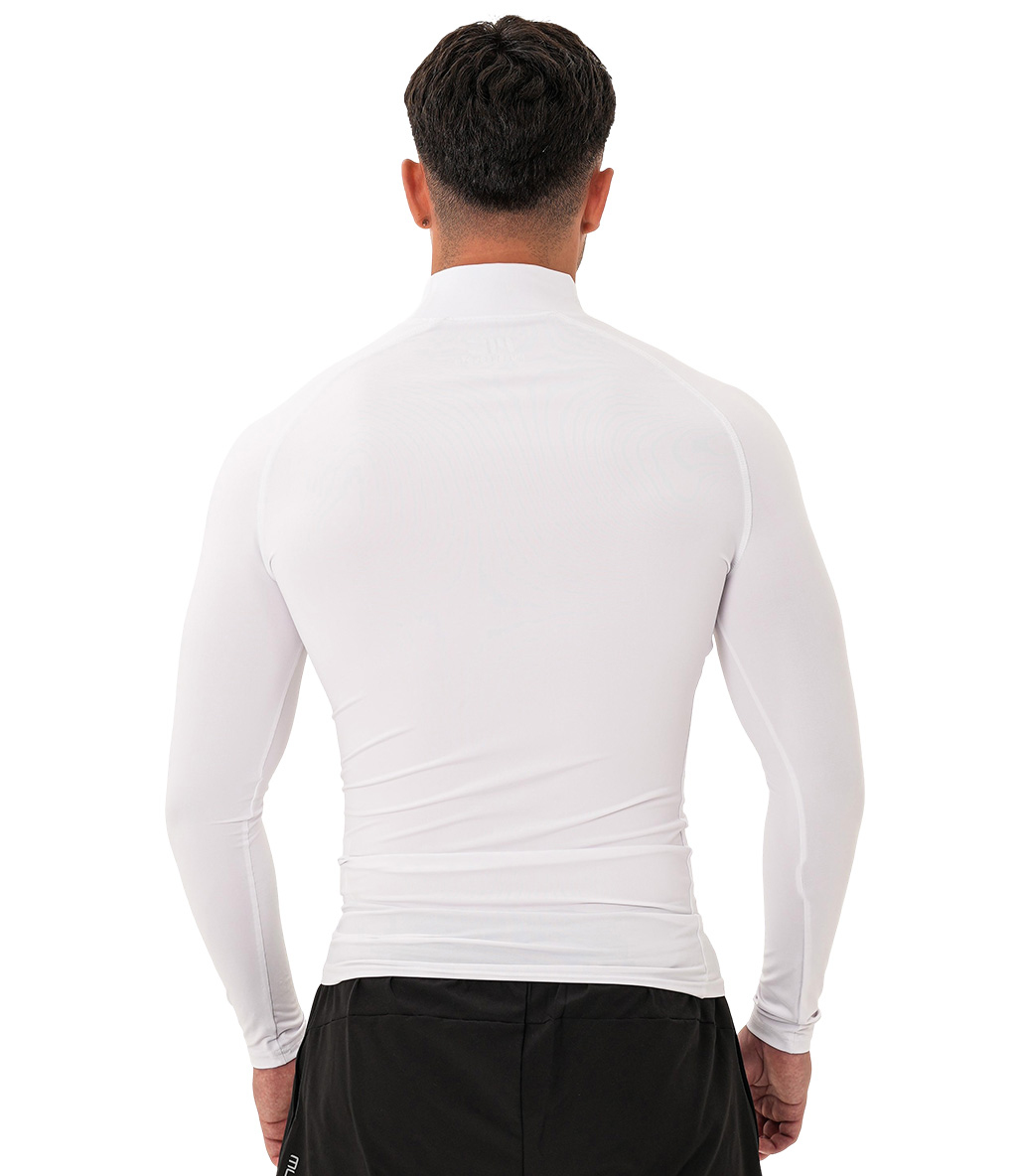 MuscleCloth Tech Mock Ekstra Dar Kalıp Uzun Kollu T-Shirt Beyaz