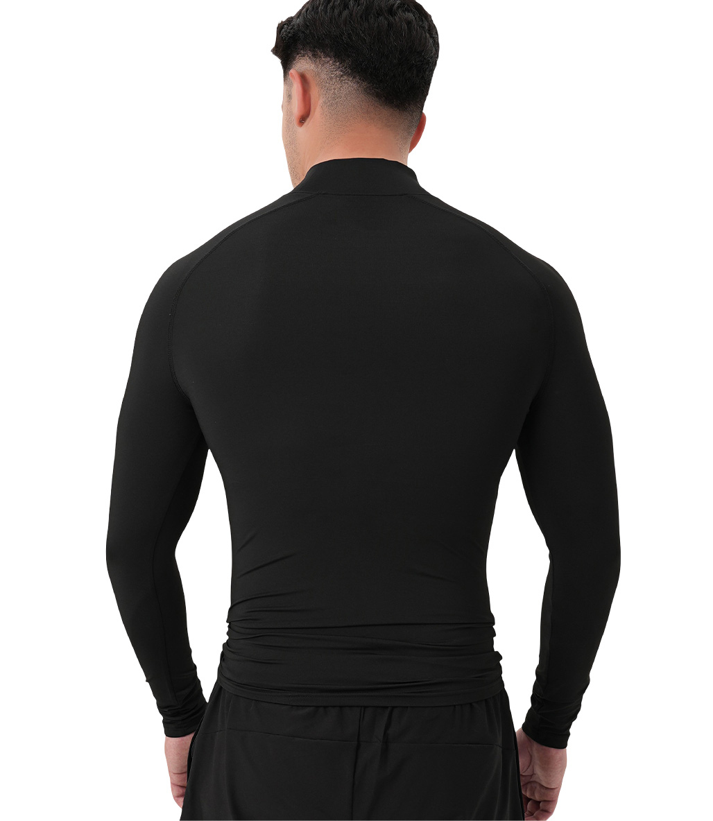 MuscleCloth Tech Mock Ekstra Dar Kalıp Uzun Kollu T-Shirt Siyah