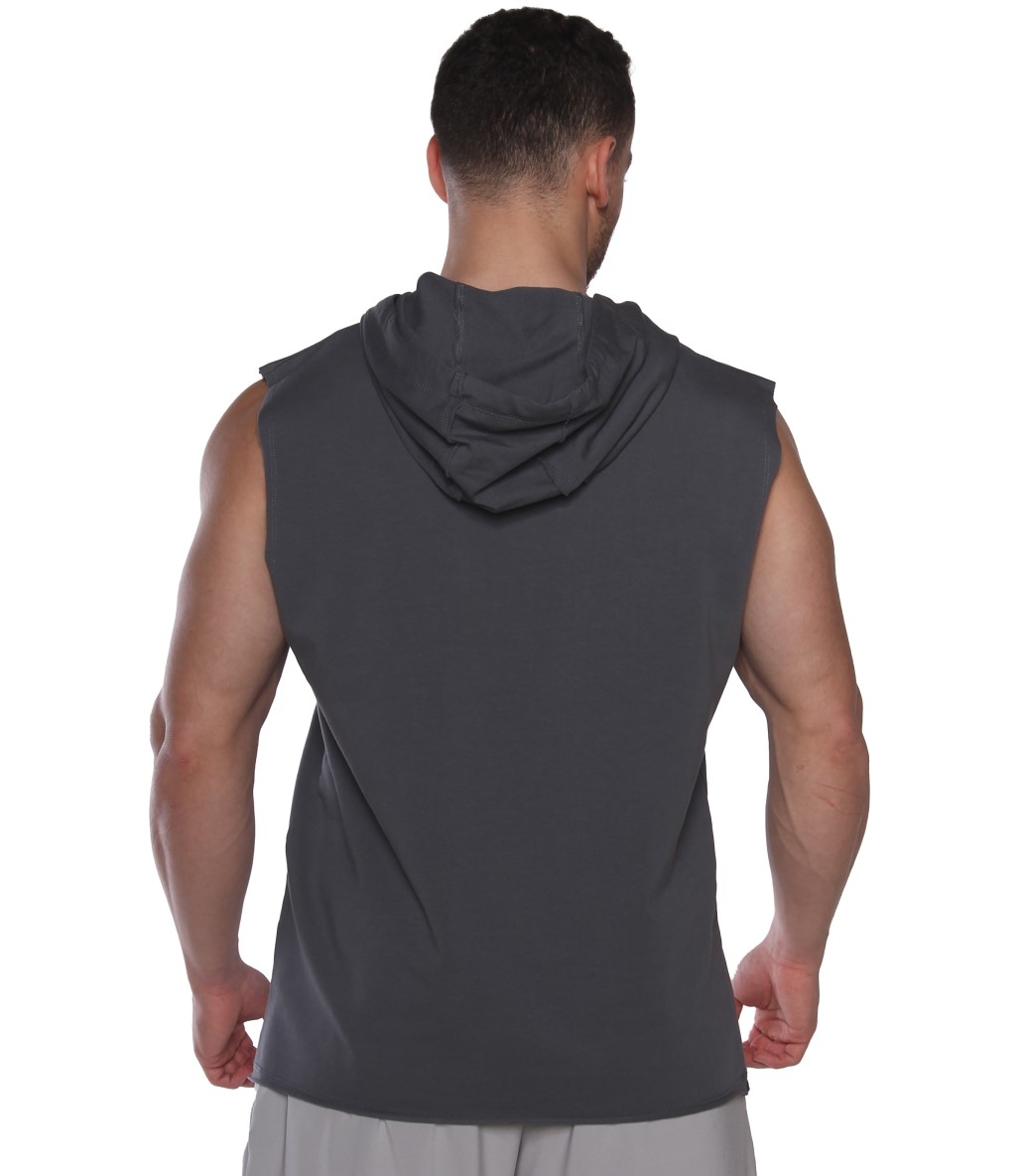 MuscleCloth Training Club Kapüşonlu Kolsuz Sweatshirt Füme