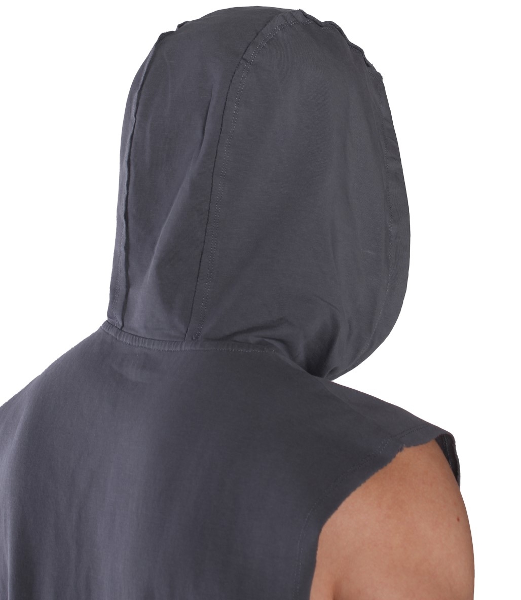 MuscleCloth Training Club Kapüşonlu Kolsuz Sweatshirt Füme