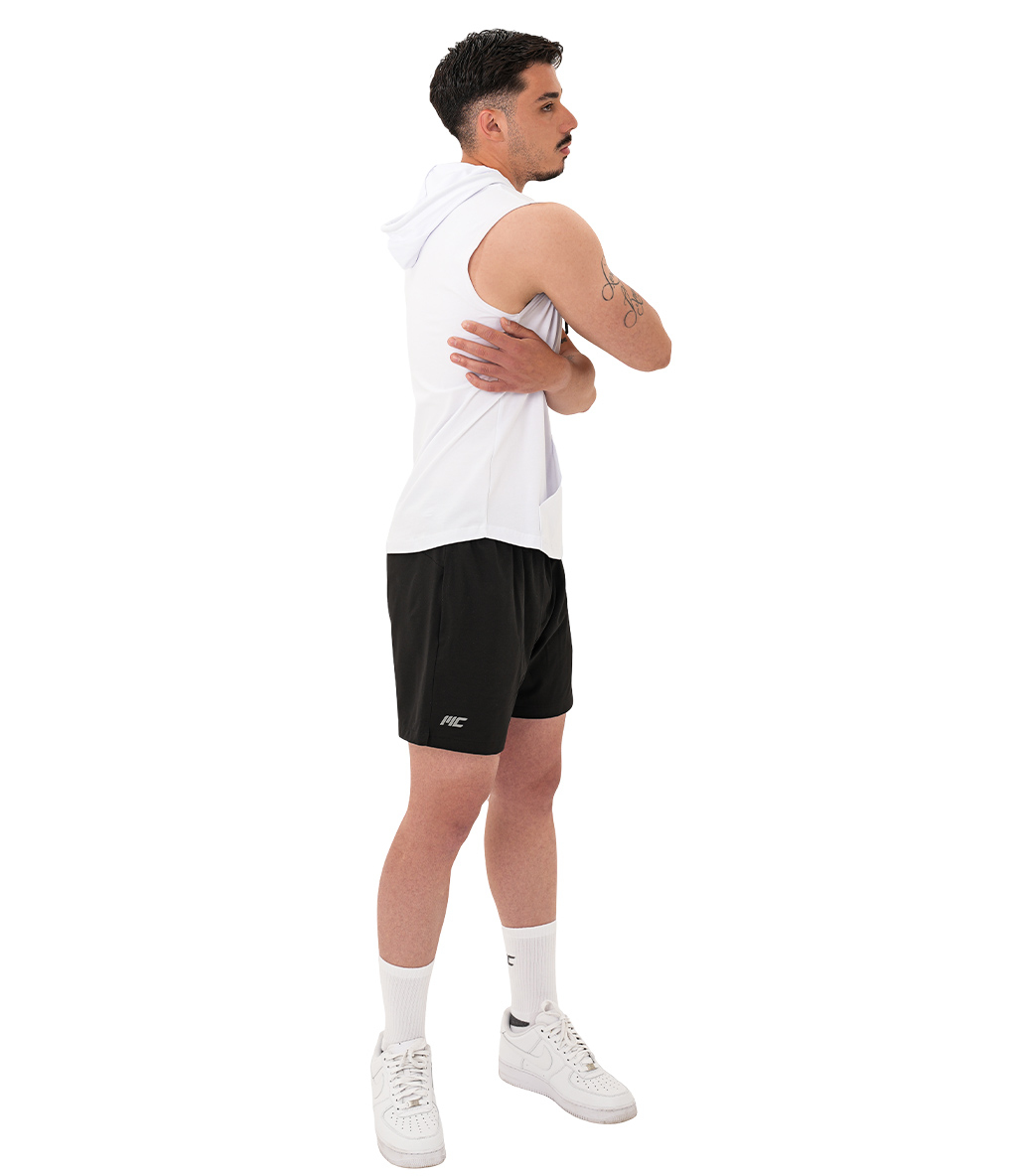 MuscleCloth Training Kapüşonlu Kolsuz T-Shirt Beyaz