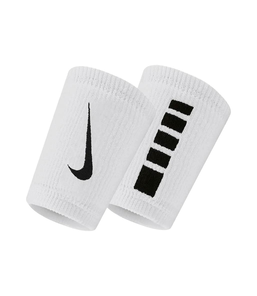 Nike Elite Doublewide Çift Taraflı Bileklik 2'Li Paket Beyaz Siyah