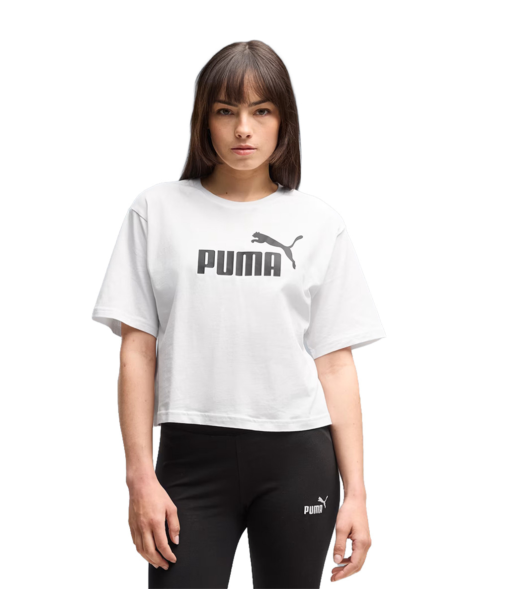 Puma Ess Cropped No.1 Logo Kadın Kısa Kollu T-Shirt Beyaz