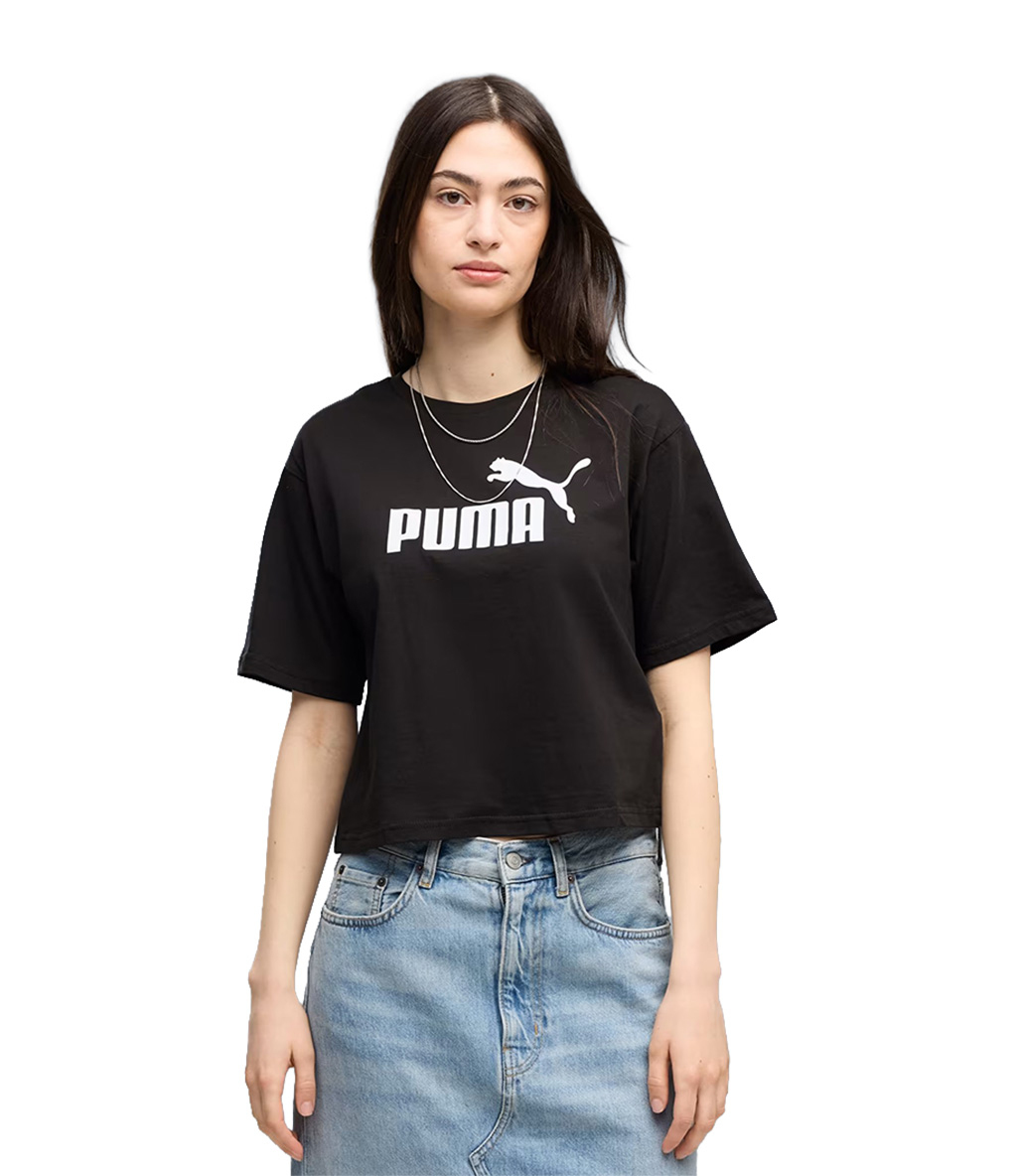 Puma Ess Cropped No.1 Logo Kadın Kısa Kollu T-Shirt Siyah