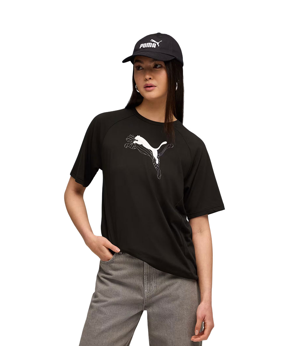 Puma Evostripe Graphic Kadın Kısa Kollu T-Shirt Siyah