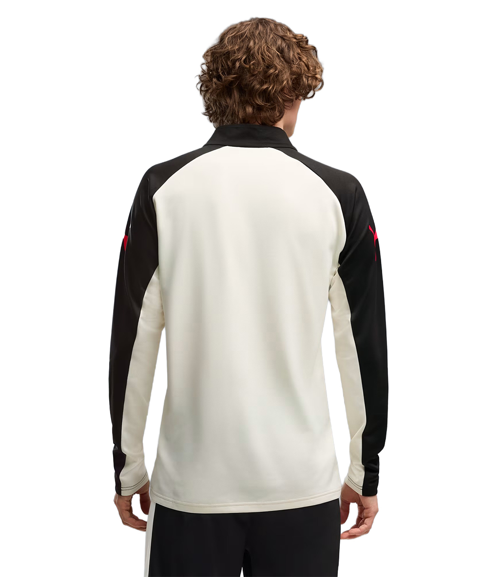 Puma individualLIGA 1/4 Zip Uzun Kollu T-Shirt Bej Siyah