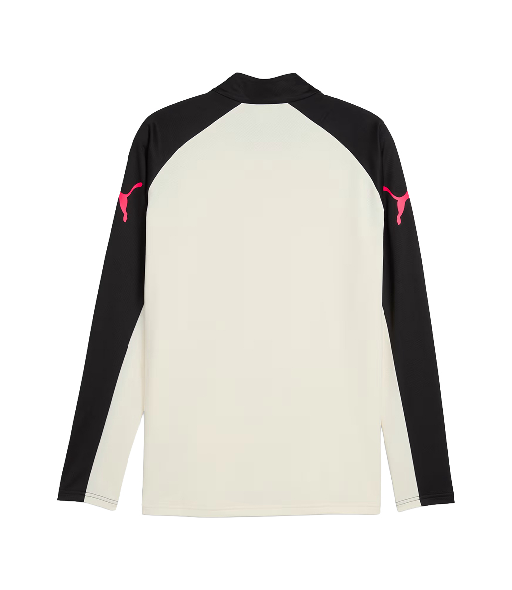 Puma individualLIGA 1/4 Zip Uzun Kollu T-Shirt Bej Siyah