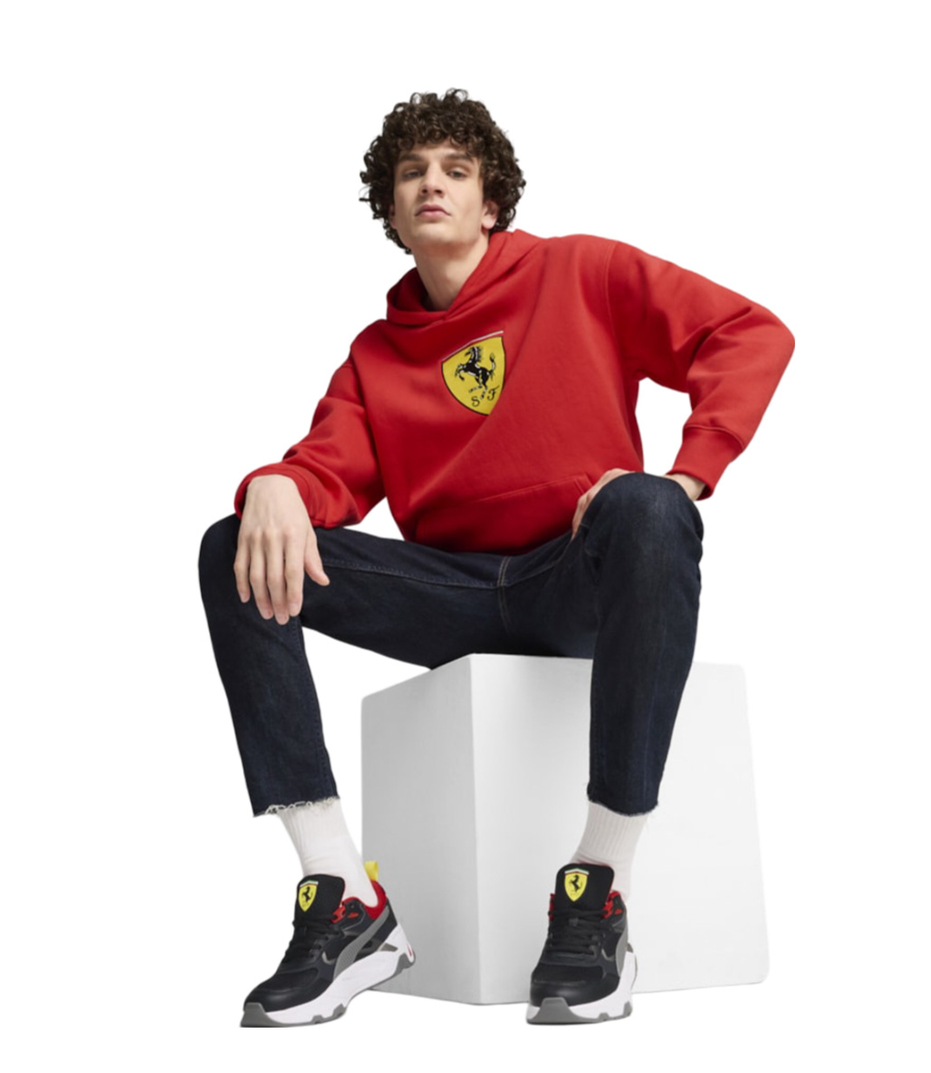 Puma Scuderia Ferrari Race Big Shield Kapüşonlu Sweatshirt Kırmızı