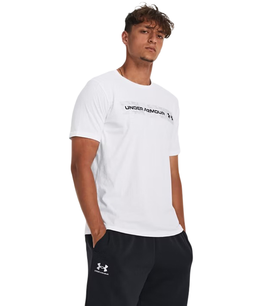 Under Armour Camo Chest Stripe T-Shirt Beyaz Siyah