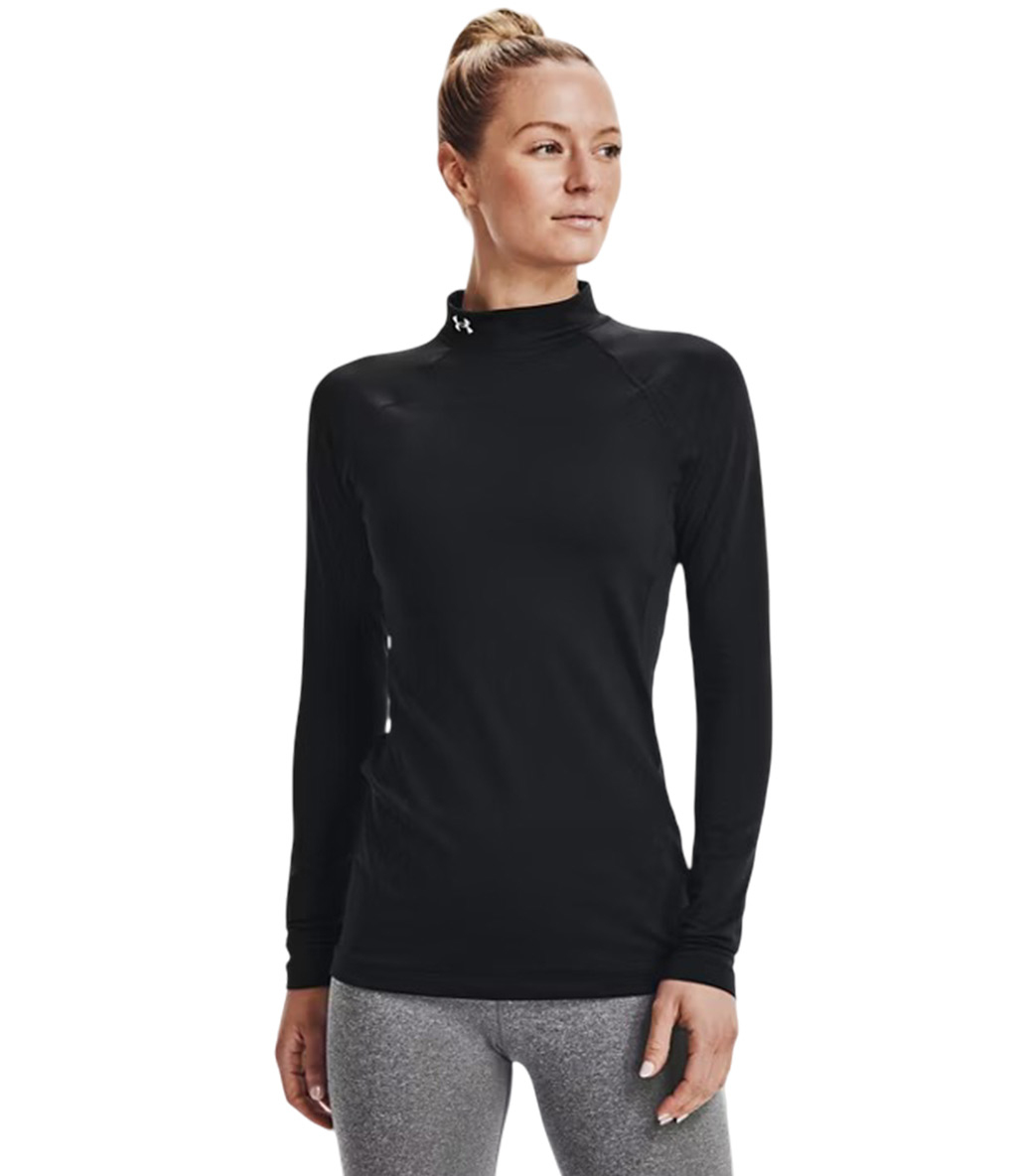 Under Armour ColdGear Authentics Mockneck Kadın T-Shirt Siyah