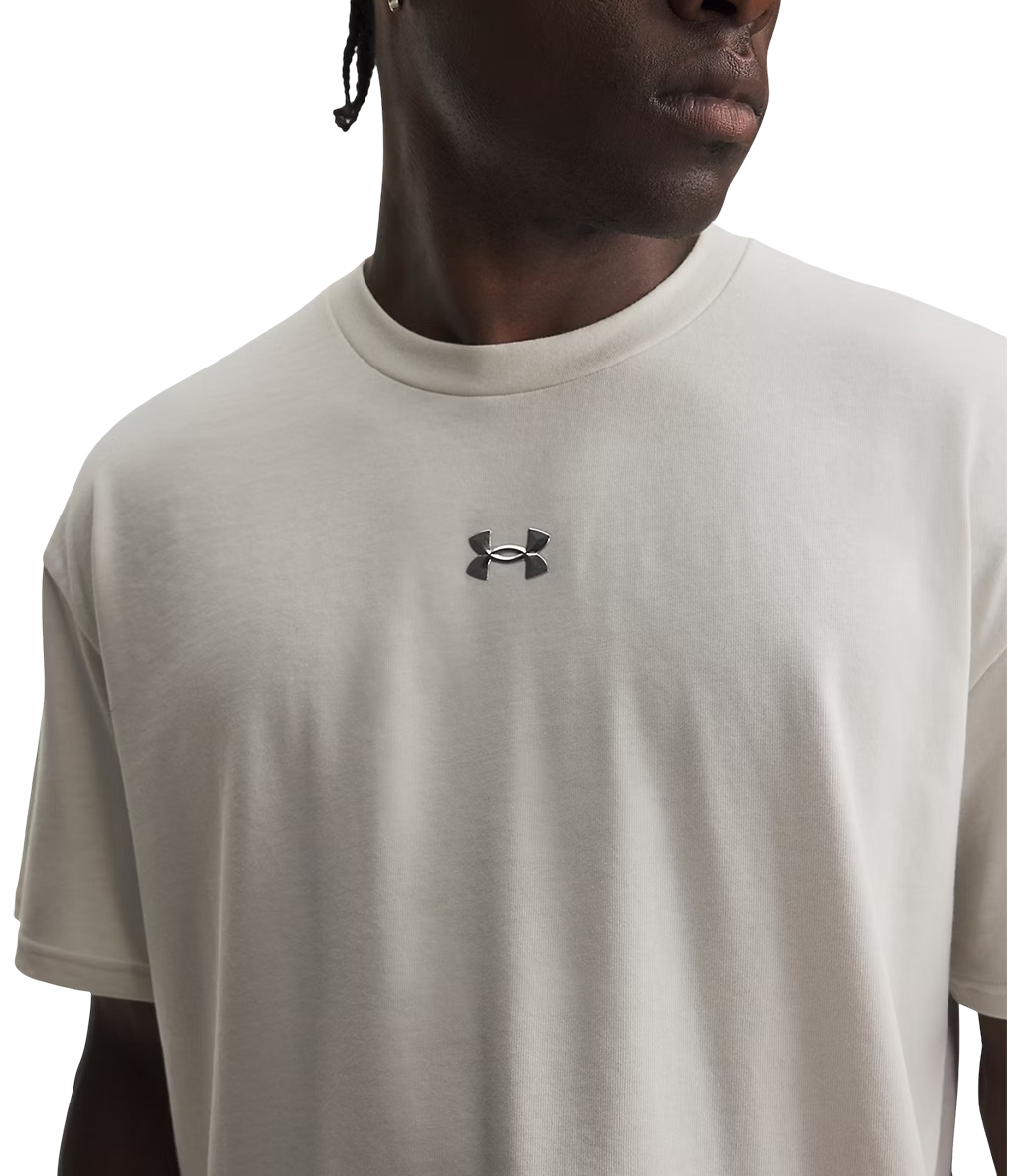 Under Armour Heavyweight Metal Logo Kısa Kollu T-Shirt Beyaz