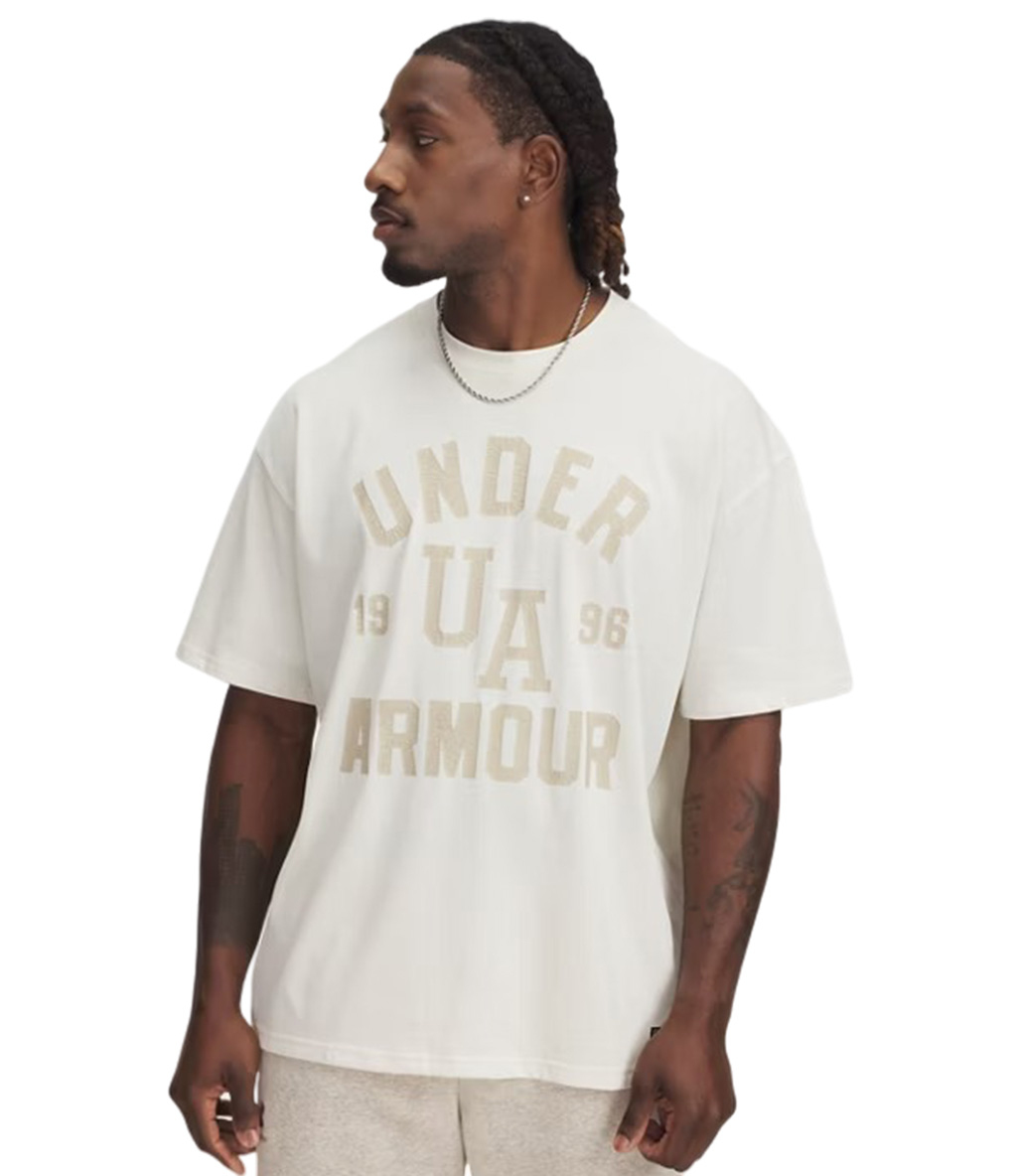 Under Armour Heavyweight Varsity Oversize Kısa Kollu T-Shirt Bej