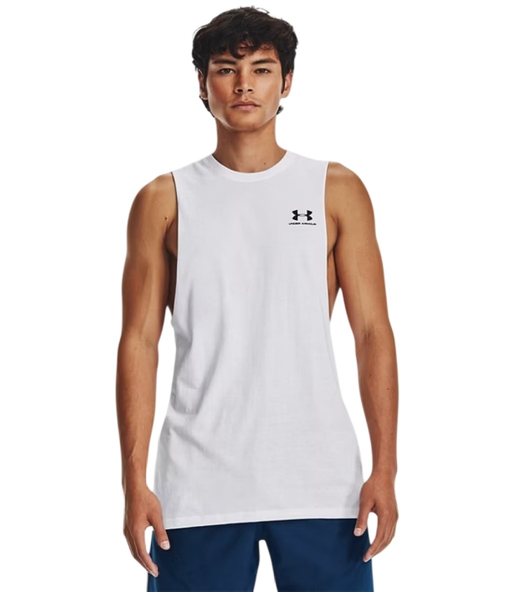 Under Armour Left Chest Cut Off Tank Atlet Beyaz