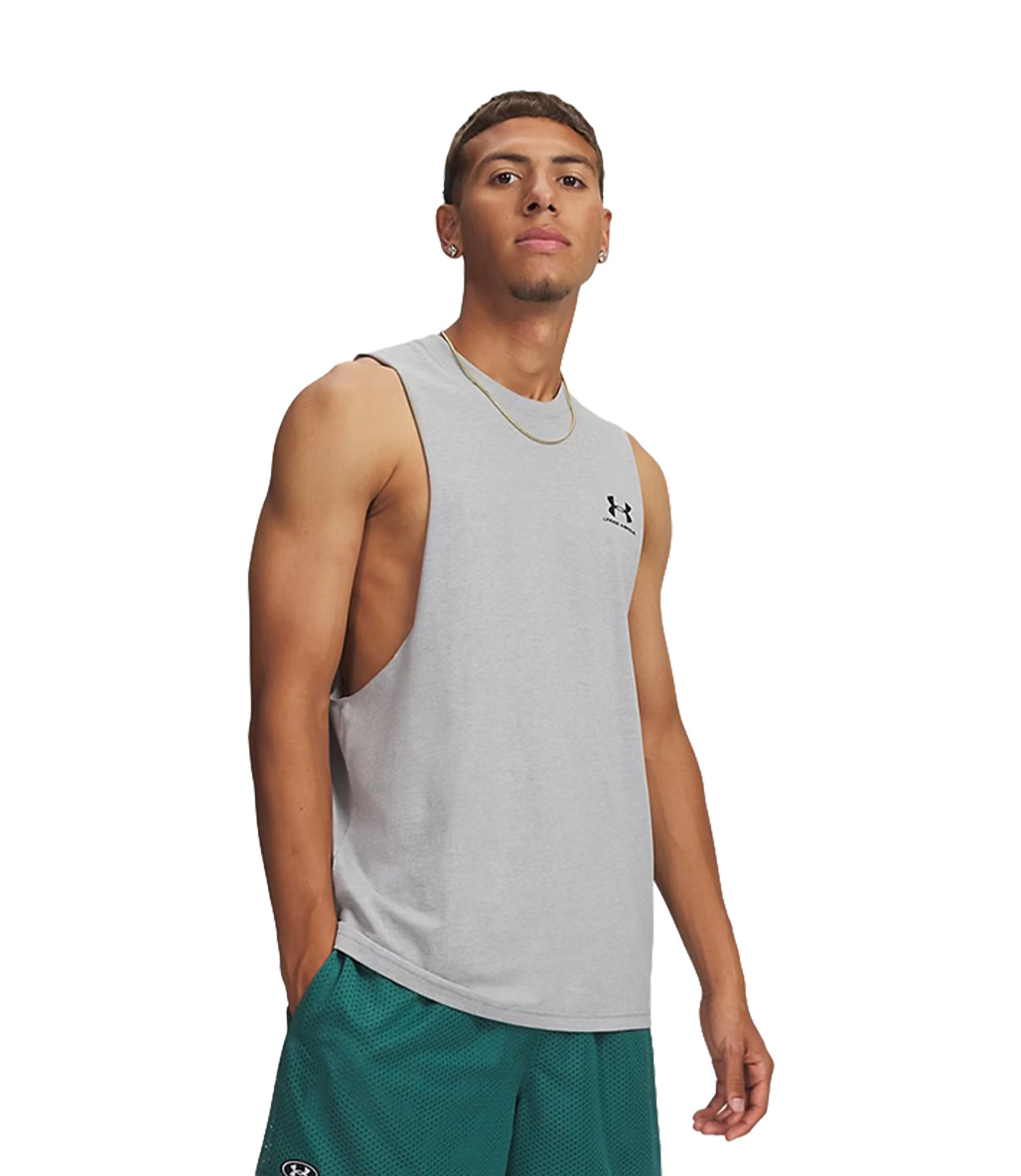 Under Armour Left Chest Cut Off Tank Atlet Gri