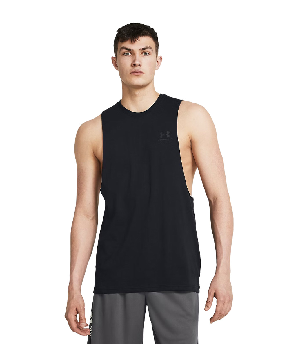 Under Armour Left Chest Cut Off Tank Atlet Siyah