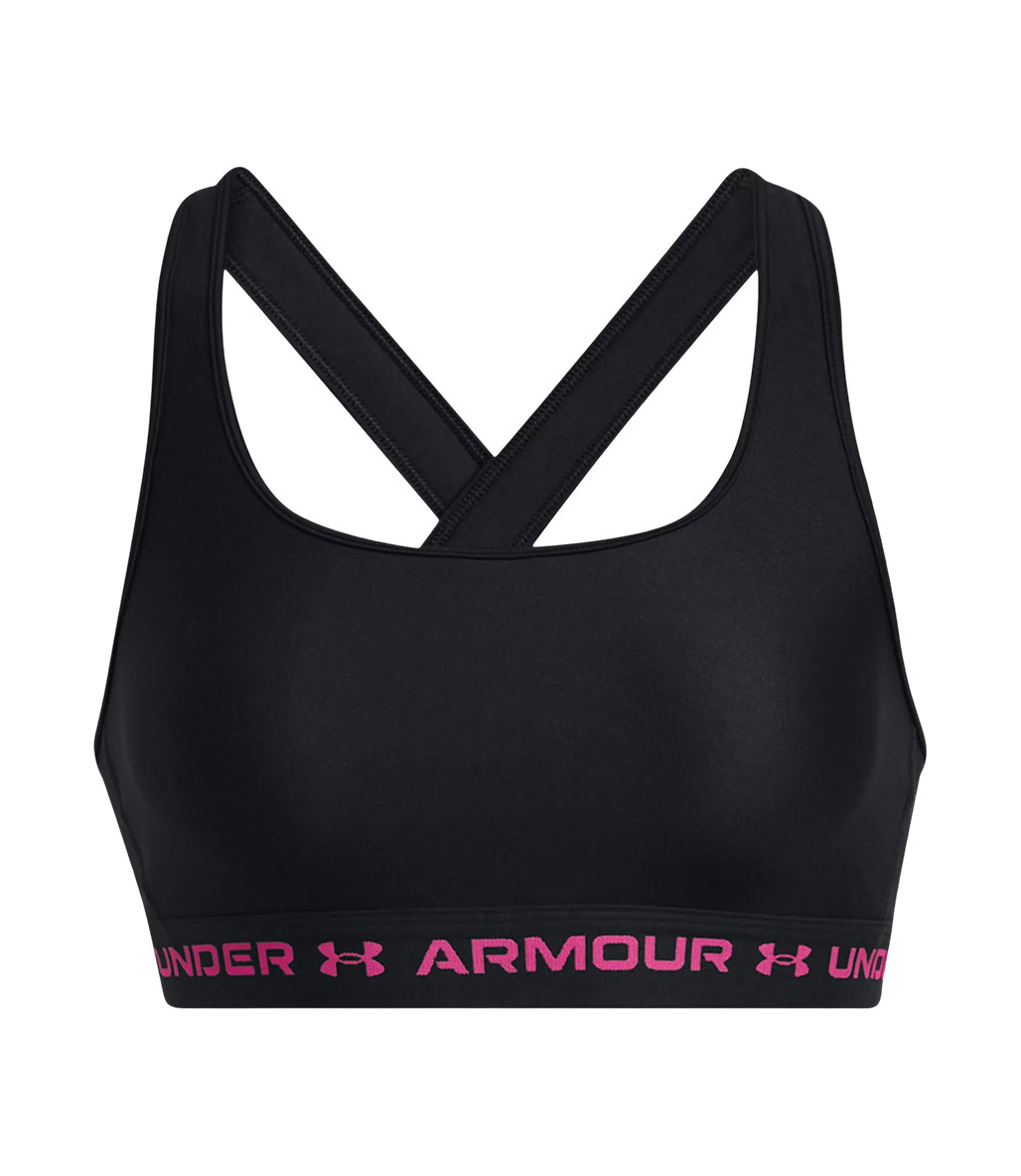 Under Armour Mid Çapraz Sırtlı Sporcu Sütyeni Siyah Pembe