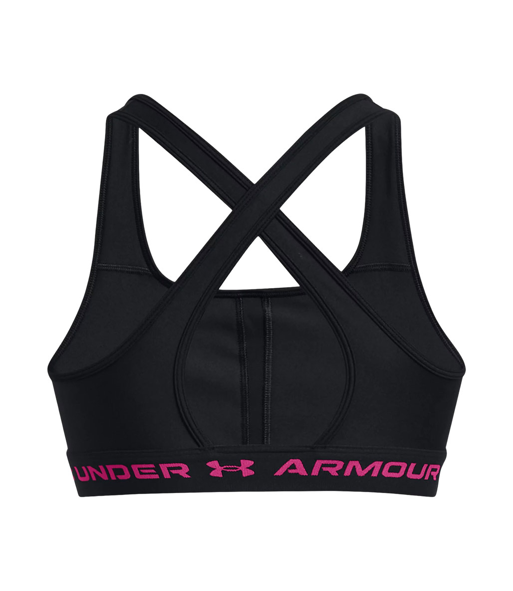Under Armour Mid Çapraz Sırtlı Sporcu Sütyeni Siyah Pembe