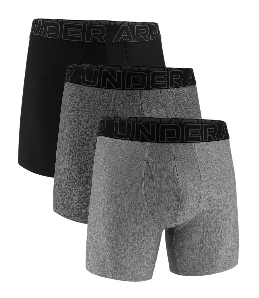 Under Armour Performance Tech 6" Boxerjock 3'lü Paket Gri Melanj Siyah Gri