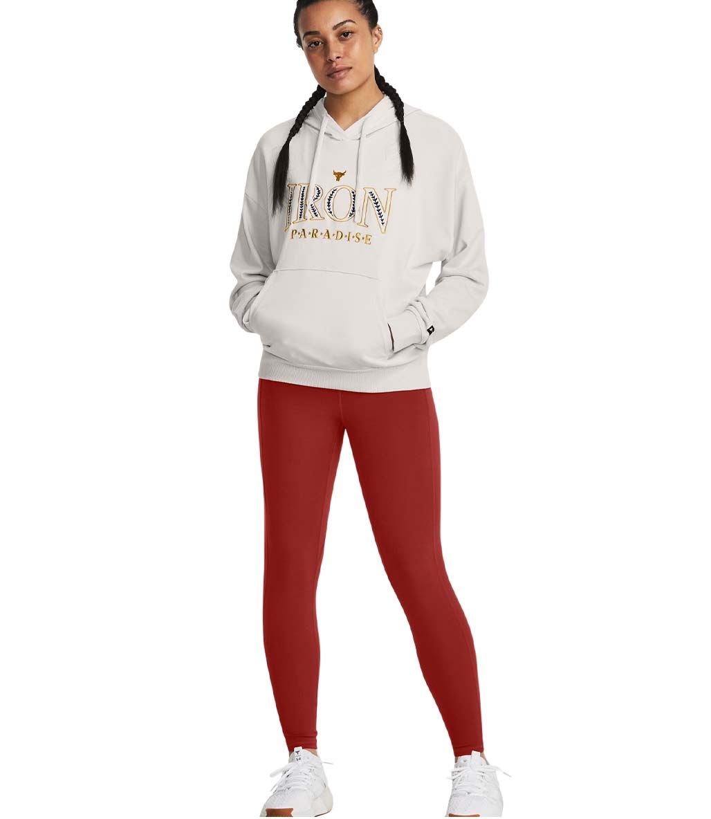 Under Armour Project Rock Everyday Terry Kadın Kapüşonlu Sweatshirt Bej