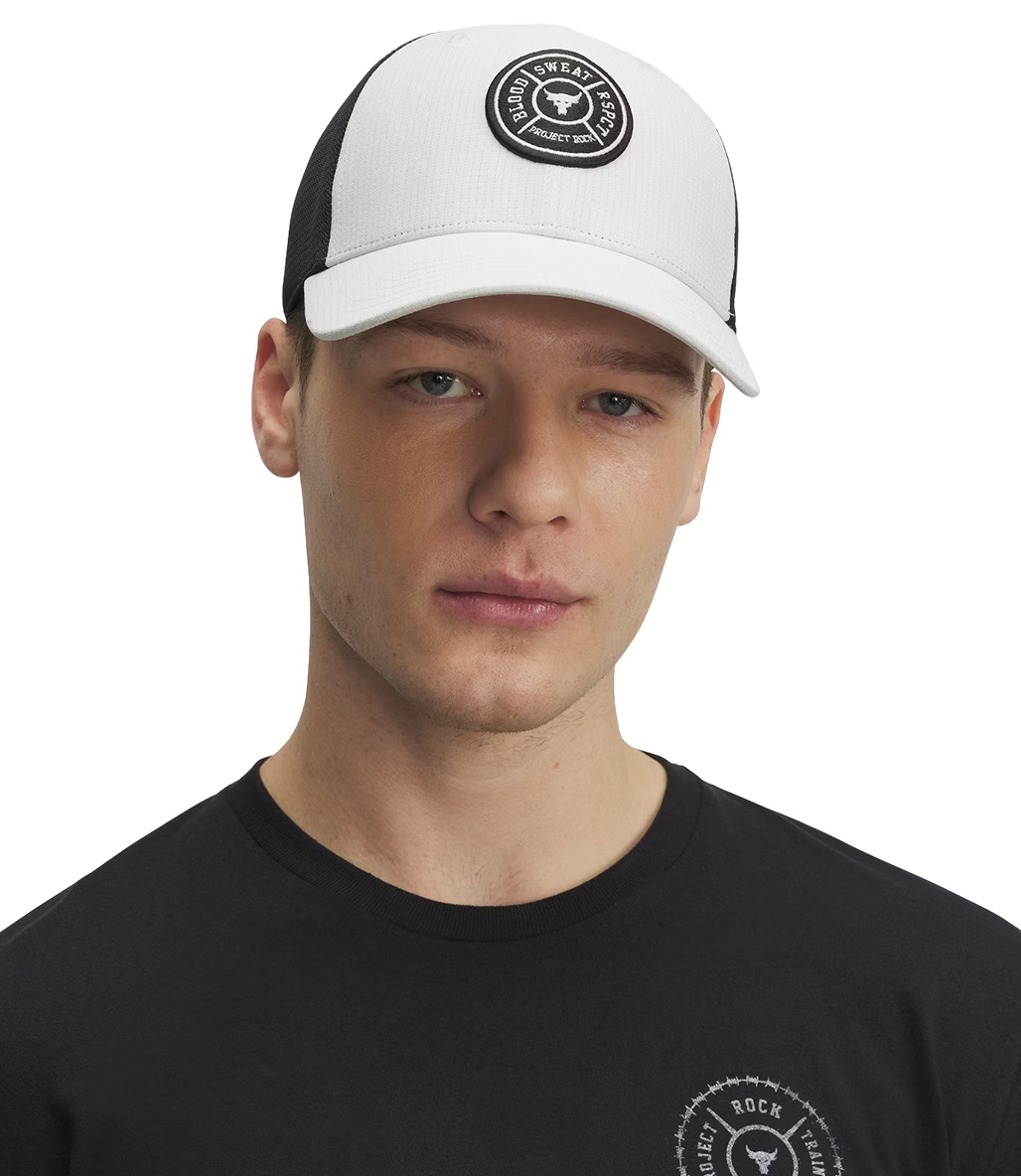 Under Armour Project Rock Trucker Şapka Beyaz Siyah