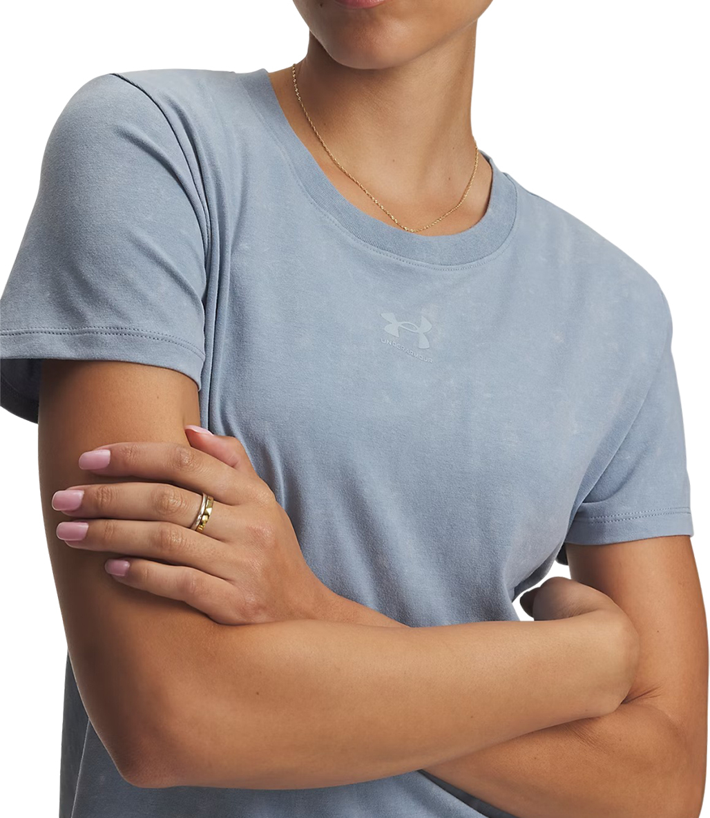 Under Armour Rival Cotton Wash Kadın Kısa Kollu T-Shirt Mavi