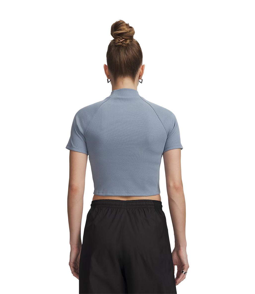 Under Armour Rival Rib Mock Kadın Kısa Kollu T-Shirt Mavi