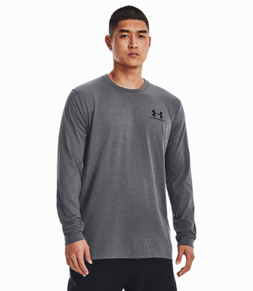 Under Armour Sportstyle Left Chest Uzun Kollu T-Shirt Koyu Gri