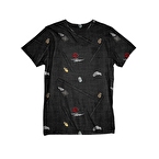 John Frank Baskılı Dijital T-Shirt Ripped Black JFTD24