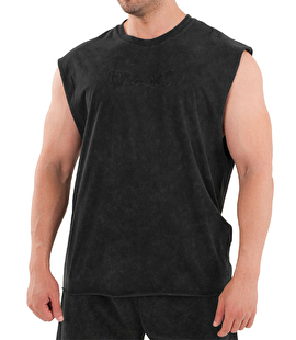 Kingsize Darksteel Antik Yıkamalı Kolsuz T-Shirt Siyah