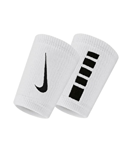 Nike Elite Doublewide Çift Taraflı Bileklik 2'Li Paket Beyaz Siyah