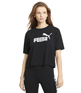 Puma Essentials Logo Cropped Kadın Kısa Kollu T-Shirt Siyah
