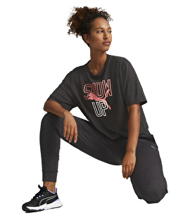Puma Graphic Kadın Kısa Kollu Crop T-Shirt Siyah